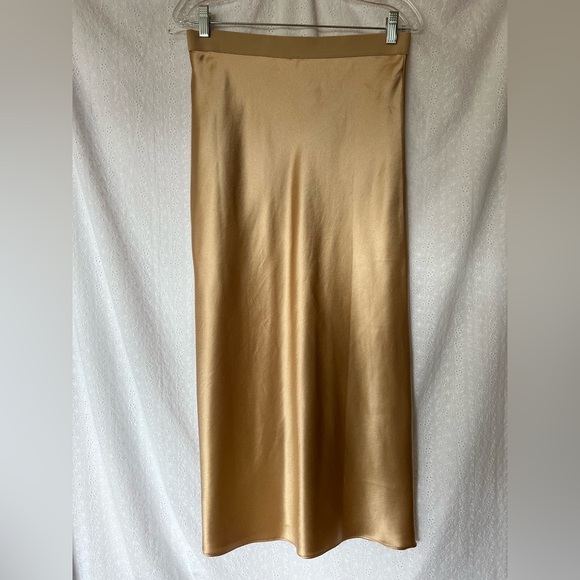 Seed Heritage Champagne Satin Midi Skirt Size 10 - Picture 1 of 5